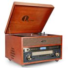 471na-0007 Nostalgic Wooden Turntable Bluetooth Vinyl Record Player Cd 6970323136165