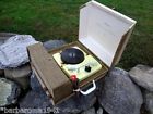 8239 Silvertone Vintage 1950s Portable Record Player Works Yellow Base 4 Speed 1958