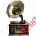 93615 Ayn Antique Wood Horn Turntable Phonograph Gramophone Record Player Trumpet Am Fm Cd