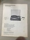 Acoustic Research Ar Turntable Original Installation Operating Instruct