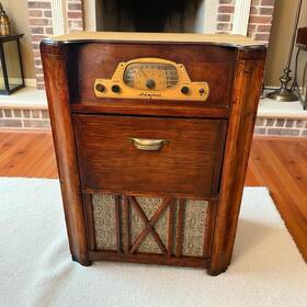 7c63 Admiral Rare Antique Vintage Tube Radio Wood Console Cabinet No Phonograph