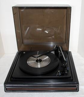 Y727-335a Bsr England 4 Speed Mid-century Modern Turntable Dust Cover Works