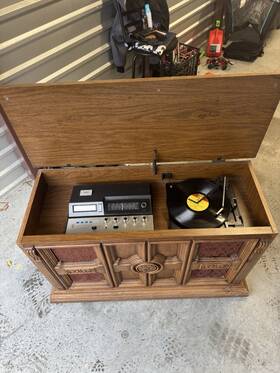 M-5446 C. Itoh Capehart Model Stereo Console Wooden Lift Top Record Player With Speakers