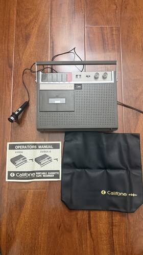 Av80a Califone Vintage Cassette Tape Recorder Case Microphone Japan Mint