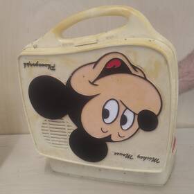 63014 Disney Mickey Mouse 2 Speed Solid State Phonograph Record Player Model