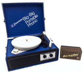 Bsr-m100 Emerson Vintage Big-big Portable Phono Record Player Bsr M100 - Blue Houndstooth