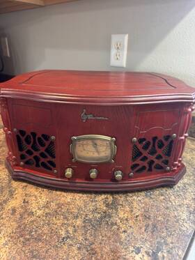 Nr1011tt Emerson Vintage Turntable Record Player Am/fm Radio Wood Cabinet Tested