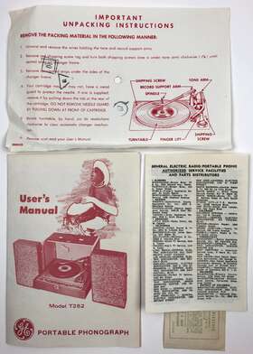 T262 Ge Users Manual And Misc. Paper For General Electric Record Player