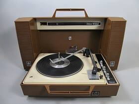 V955g Ge Vintage General Electric Deluxe Wildcat Record Player Stereo Brown - Read Desc