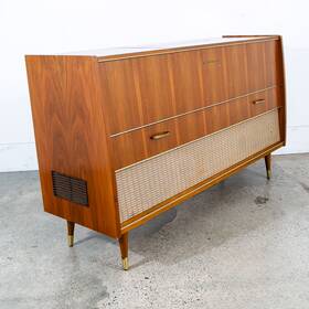 So190ua Grundig Mid Century Danish Modern Stereo Console Teak Record Player Radio Hifi