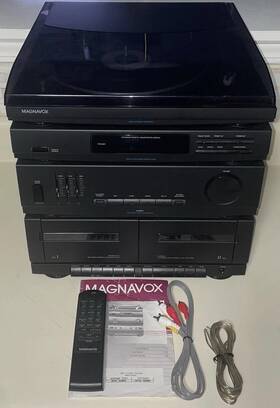 As405 Magnavox Vtg Turntable Amplifier Dbl Cass - Tested Working Display Issue