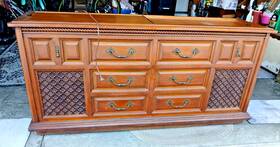 K0862 Magnavox Vintage Stereo Record Player Radio Console With Remote And Booklet Works