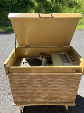 A582 Olympic Vintage High Fidelity Am Fm Phono Combo Wood Stereo Turntable Tested