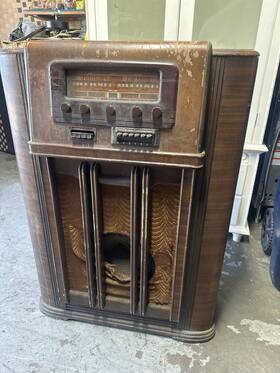 51bpr-0049 Packard Bell Vintage Phonocord Console Record Player Tube Radio Model 51bpr