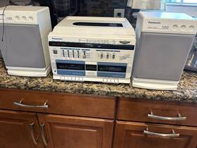 Sg-x88 Panasonic Vintage Stereo Music System White Turntable Dual Cassette Video