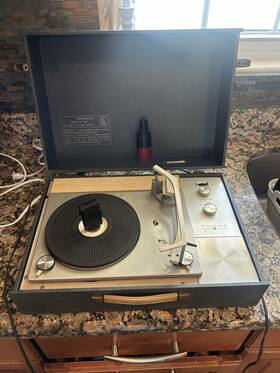 Q-1464 Philco Vtg Turntable Suitcase Record Player Solid State Tubes Blue Video