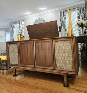 3vf446 Rca Stereo Console Mid Century Modern Vintage Vinyl Record Player Turntable