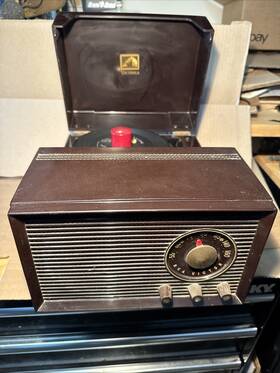 4-y-511 Rca-victor Antique Bakelite Combo Tube Radio Record Player -