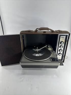 Cap-55b Rca Vqp-55b Saddle Tan Portable Phonograph Turntable Rare For Parts Repair