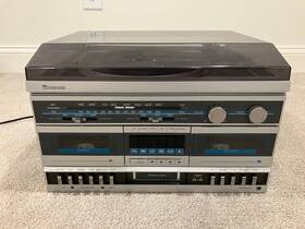 132.91940455 Sears Vtg Roebuck Stereo Am/fm Radio Cassette Tape Turntable Record Player 91940