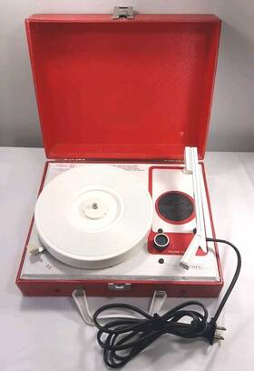 390.29000250 Sears Vintage Record Player Red And White Model Plays 33 45 Rpm