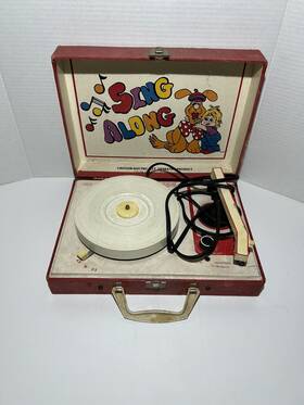 390.29091 Sears Vintage Portable Record Player Suitcase Turntable Sing Along Untested