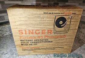 He-110 Singer Portable 45 Phonograph Original Box Bag Red Runs Slow As-is