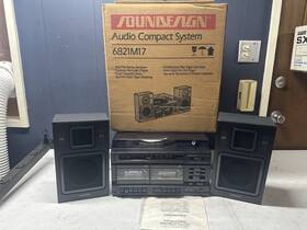 6821m17 Soundesign Vintage Stereo Dual Cassette Record Player Mint With Box