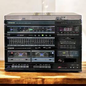 6970bkf Soundesign 6970bk Stereo Dual Cassette Record Player Vintage Turntable/working