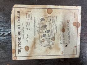 D1645 Truetone Trutone Radio And Turntable Parts Only See Photos