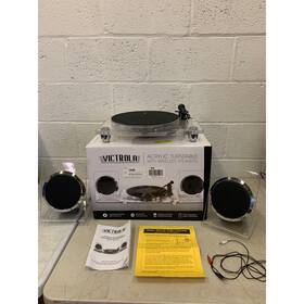 Vm-100c-clr Victrola Acrylic 2-speed Bluetooth Turntable With Wireless Speakers Clear Read