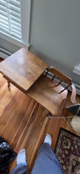 H-82mp1 Westinghouse Record Player Console Attached Chair Tabletop. Rock Maple. 1961. Not Working