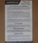 Y5040a Y5040 Admiral Operating Instructions Manual Playmate Portable Phonograph