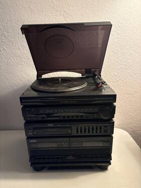 2108 Yorx Grandeur Compact Stereo System Turntable Cassette Am/fm Tested Works