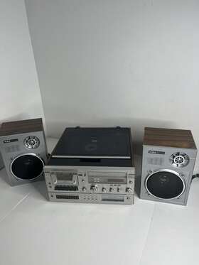 M2682-u Yorx Vintage Stereo System Am/fm Cassette 8 Track Turntable Works