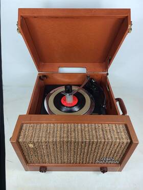 Hf-11f Zenith Vintage High Fidelity Cobramatic Turntable Suitcase System Tested