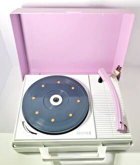 Y504 Zenith Vintage Portable Record Player-purple/white-y504 Winne The Pooh