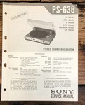 Sony PS-636 Record Player / Turntable Prelim. Service Manual *original*. Fixed Price $14.97.