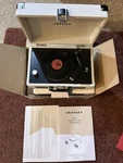 Crosley 3" Record Player Model: CR8050A-TN Modified To 4 Tiny Vinyls. Fixed Price $200.00.