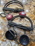 Vintage 2 Newcomb Set Headphones With Black Bakelite & Covered Cloth Wires. Fixed Price $50.00.