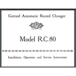 Garrard Model R.c. 80 Turn Table Record Player Operation And Service Manual. Fixed Price $15.95.