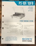 Sony PS-10FB Record Player / Turntable Service Manual *original*. Fixed Price $24.97.