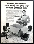 1972 Bull Dog & Sony SQP-400 4-CHANNEL Stereo System Photo Vintage Print Ad. Fixed Price $8.99.