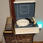 Collaro Solid State Vintage Portable Record Player Turntable+small Holder. Fixed Price $80.00.