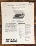 Onkyo CP-1044F Record Player / Turntable Service Manual *original*. Fixed Price $24.97.