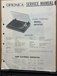 Original Optonica Service Manual For Model Turntables Sharp Select One. Fixed Price $8.98.