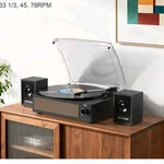 Wockoder Black 3-SPEED Bluetooth Record Player With External Speakers. Fixed Price $73.37.