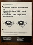 Garrard 720C 730M 720SP 730SP Turntable Exploded View Oem Service Manual. Fixed Price $19.99.