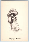 Playing Mama Postcard Pretty Little Girl Big Hat Handwarmer C1910'S Antique. Fixed Price $6.32.