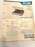 Sony PS-636 Turntable Service Manual W/supplement Original. Fixed Price $19.00.